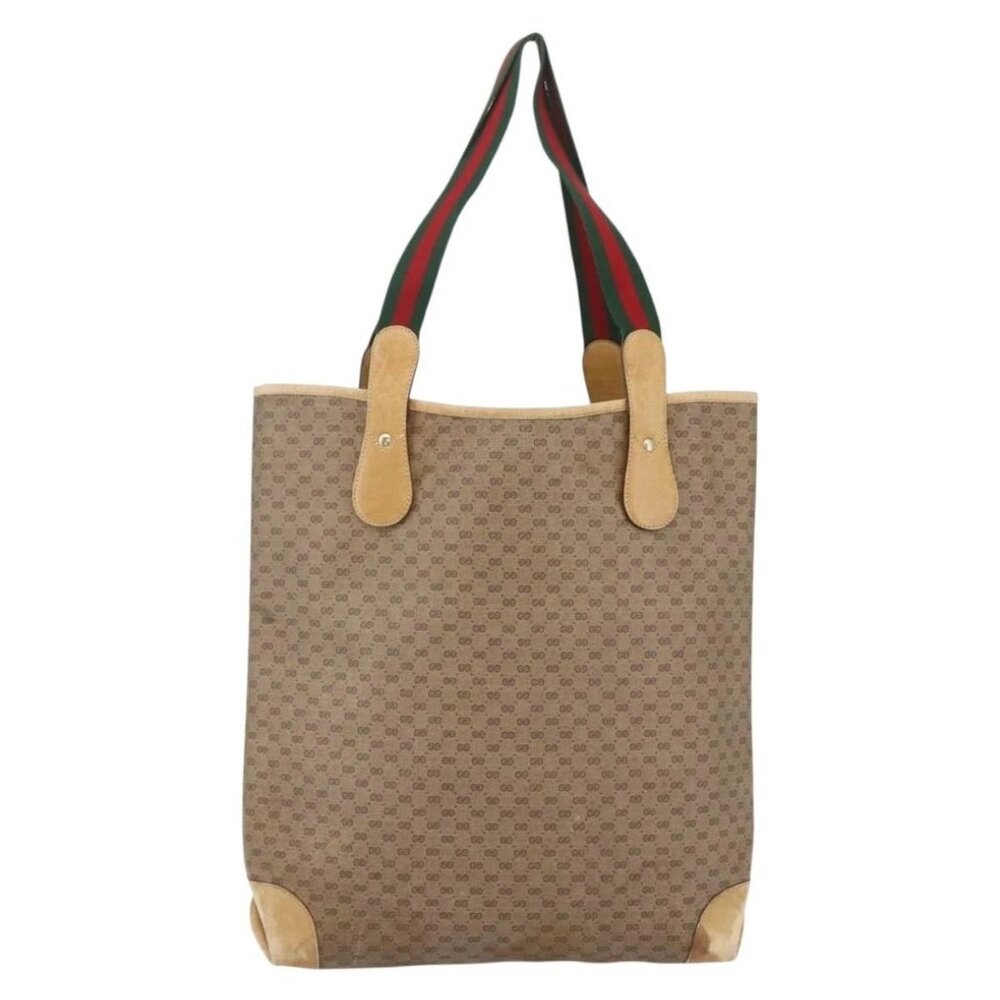 GUCCI Micro GG Supreme Web Sherry Line Bag PVC Beige 002 904 0223 Auth 156847 - Picture 3 of 16